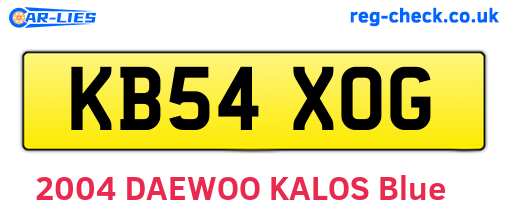 KB54XOG are the vehicle registration plates.