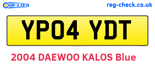 YP04YDT are the vehicle registration plates.