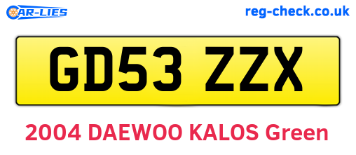GD53ZZX are the vehicle registration plates.