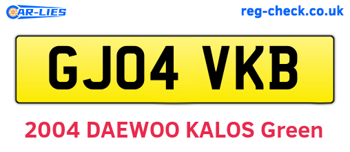 GJ04VKB are the vehicle registration plates.