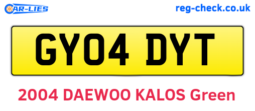 GY04DYT are the vehicle registration plates.