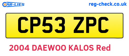 CP53ZPC are the vehicle registration plates.
