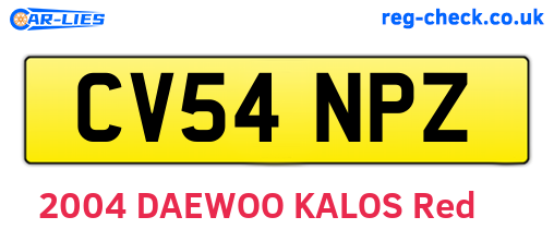 CV54NPZ are the vehicle registration plates.
