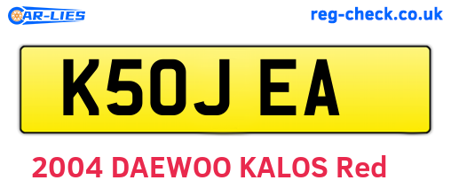K50JEA are the vehicle registration plates.