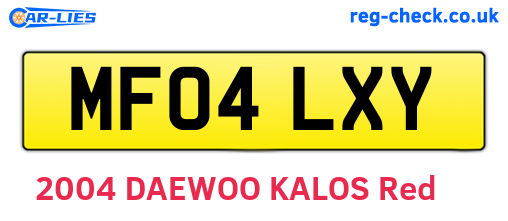 MF04LXY are the vehicle registration plates.