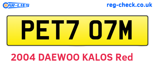 PET707M are the vehicle registration plates.