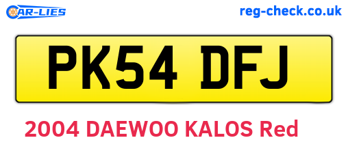 PK54DFJ are the vehicle registration plates.