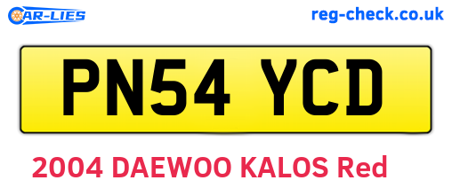 PN54YCD are the vehicle registration plates.