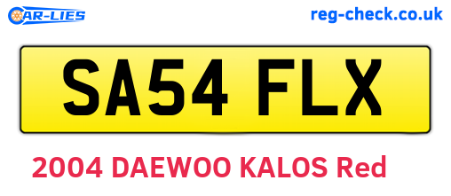SA54FLX are the vehicle registration plates.