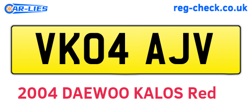 VK04AJV are the vehicle registration plates.