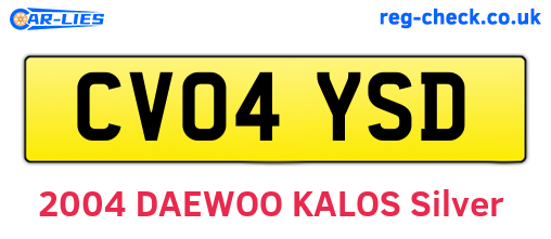 CV04YSD are the vehicle registration plates.