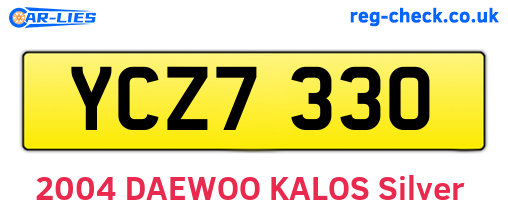 YCZ7330 are the vehicle registration plates.