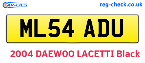 ML54ADU are the vehicle registration plates.