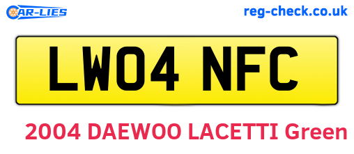 LW04NFC are the vehicle registration plates.