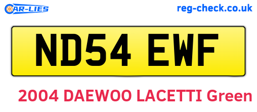 ND54EWF are the vehicle registration plates.