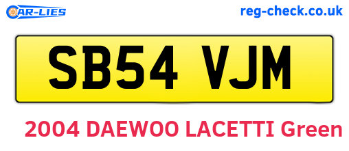 SB54VJM are the vehicle registration plates.