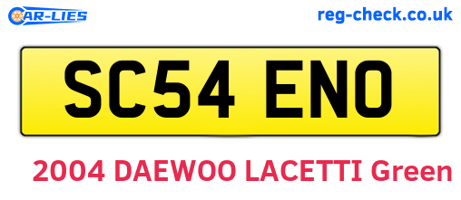 SC54ENO are the vehicle registration plates.