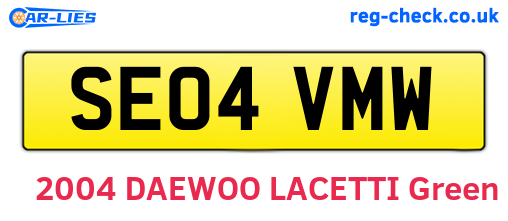 SE04VMW are the vehicle registration plates.