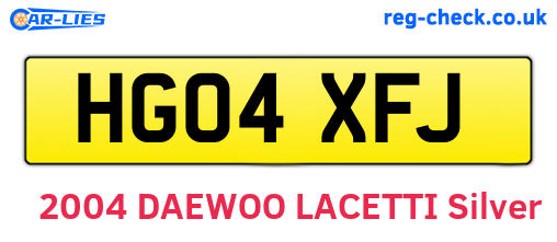 HG04XFJ are the vehicle registration plates.