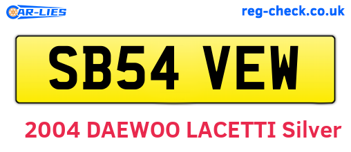SB54VEW are the vehicle registration plates.
