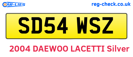 SD54WSZ are the vehicle registration plates.