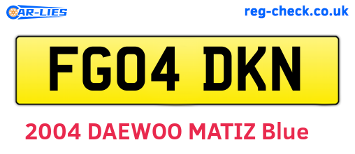 FG04DKN are the vehicle registration plates.