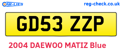 GD53ZZP are the vehicle registration plates.