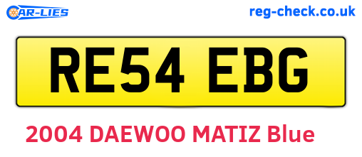RE54EBG are the vehicle registration plates.