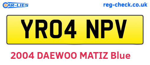 YR04NPV are the vehicle registration plates.