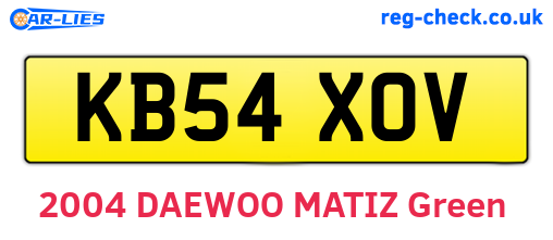 KB54XOV are the vehicle registration plates.