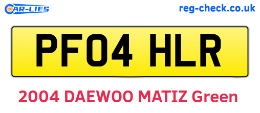 PF04HLR are the vehicle registration plates.