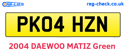 PK04HZN are the vehicle registration plates.