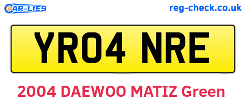 YR04NRE are the vehicle registration plates.