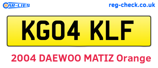 KG04KLF are the vehicle registration plates.