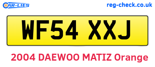WF54XXJ are the vehicle registration plates.