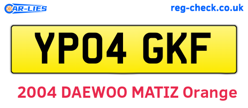 YP04GKF are the vehicle registration plates.