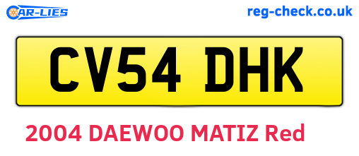 CV54DHK are the vehicle registration plates.