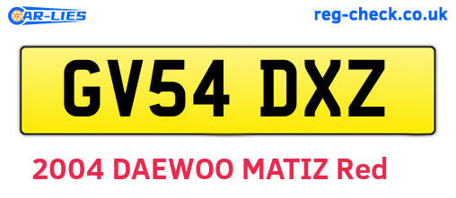 GV54DXZ are the vehicle registration plates.