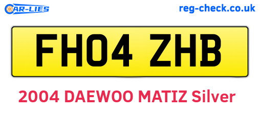 FH04ZHB are the vehicle registration plates.