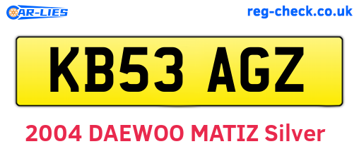 KB53AGZ are the vehicle registration plates.