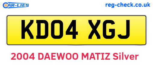 KD04XGJ are the vehicle registration plates.