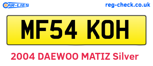 MF54KOH are the vehicle registration plates.