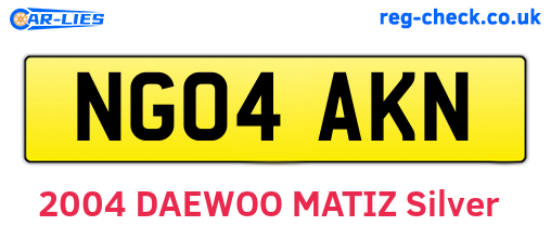 NG04AKN are the vehicle registration plates.