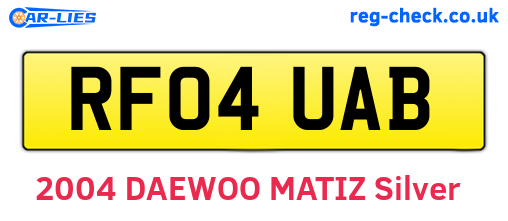 RF04UAB are the vehicle registration plates.