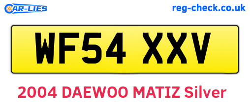 WF54XXV are the vehicle registration plates.