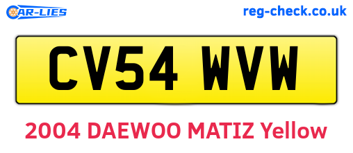CV54WVW are the vehicle registration plates.