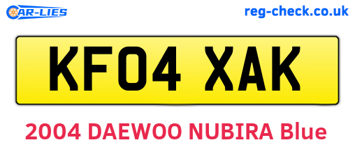 KF04XAK are the vehicle registration plates.