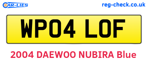 WP04LOF are the vehicle registration plates.