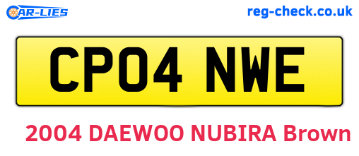 CP04NWE are the vehicle registration plates.