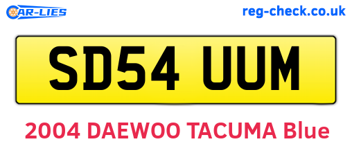 SD54UUM are the vehicle registration plates.